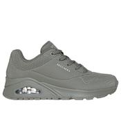 Skechers Women’s 177861 Uno Shiny Scale – Olive Green Mesh &amp; Leather-Effect Trainer with Removable Insole image