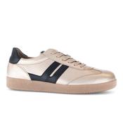 Gabor Women’s West 73.300.62 Leather &amp; Satin Trainer – Champagne &amp; Black Lace-Up Sneaker with Removable Insole