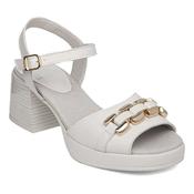 CallagHan 33503 Off White Block Heel Slingback Sandals