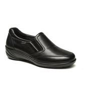G Comfort P-9512S Black Waterproof Wide Fit Lightweight Slip-on All Leather Shoe