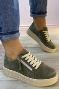 Patrizio Como - Khaki Green suede trainer image