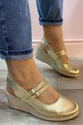 Pitillos - Gold wedge sling back