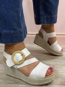 Pitillos - white velcro strapped wedge