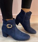 Eva - Navy buckle boot