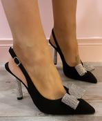 Menbur - black sling back shoe with bow image