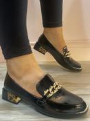 Dancing Matilda - Black loafer / leopard heel
