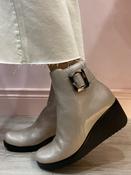 Pitillos - beige patent wedge boot image