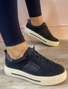 Caprice - Navy trainer with elasticated laces