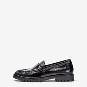 Unisa Black Patent Crinkled Loafer|FIJOBK image