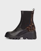 Wonders Black and Leo Print Wedge Boot|G7032MU image