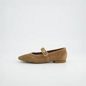 Paul Green Brown Suede Perforated Mary Jane|1213029