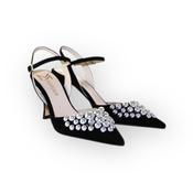 Marian black dance sandal with silver beads