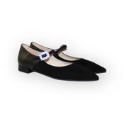 Marian black pointy pump with diamanté buckle