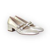 Marian textured silver Mary Jane