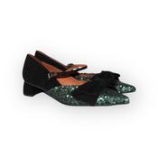 Marian green sparkly pump with bow