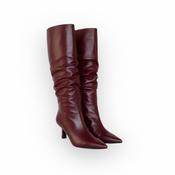 Marian burgundy leather boot with ruching image