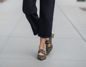 Marian zebra print pump with gold trim NEW
