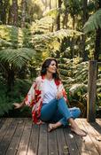 Powder Kimono Jacket in Rouge Blooms LAST ONE
