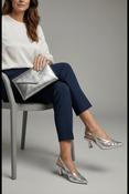 Marian silver leather envelope clutch bag NEW