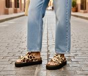 Genuins Honolulu leopard platform slide NEW image