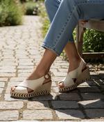 Viguera cream leather crossover wedge NEW image