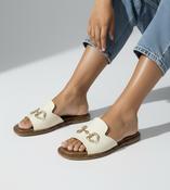 La Repo cream leather slide NEW image