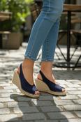 Viguera low navy suede wedge with V front NEW image