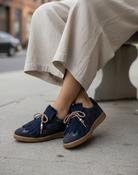 Meline navy metallic sneaker with removable fringe NEW image