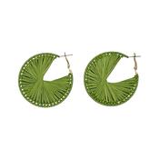 Sage Green Raffia Wheel Hoop Earrings image