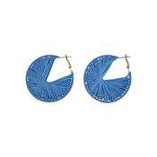 Cornflower Blue Raffia Wheel Hoop Earrings image