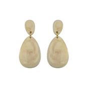 Cream Marble Resin Oval Earrings image