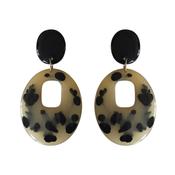 Dalmation Oval Resin Drop Earrings image