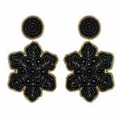 Black Beaded Flower Drop Earrings image