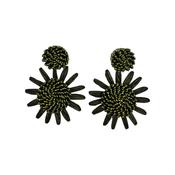 Olive Green Raffia Flower Earrings image