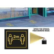 Social DIstancing Rule Stencil for Pavement - PACK 10 + 1 Black Paint Can