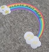 Social Distancing Outdoor Q Management - Rainbow Clouds Wait Here