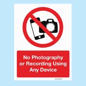 No Photography or Recording Using Any Device Sign
