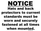 Hats And Back Protectors Must Be Worn Regulatory Sign