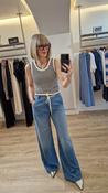Blue Palazzo Jeans with Mid-Light Wash