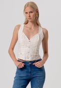 Butter San Gallo Lace Gilet with Jewel Buttons