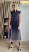 Black Sleeveless Shirt Dress with Nude Pleated Tulle Skirt image