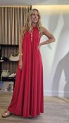 Red Maxi Halter Dress with Gold Metallic Baubles image