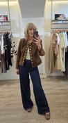 Denim Indigo Wide-Leg Jeans with Denim Skinny Belt