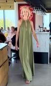 Olive Maxi Halter Dress with Metallic Details image