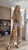Gold &amp;amp; Tan Patchwork Print Silky Jumpsuit image