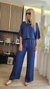 Navy Silky Wide-Leg Trousers image