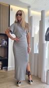 Grey Melange Jersey Midi Dress with Ruching &amp;amp; Slit image
