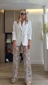 Nude Sheer Trousers with Gold &amp;amp; Silver Sequin Fringe image