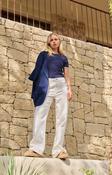 White High-Waisted Jeans with Buttons on the Pocket image