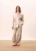 Oatmeal Linen-Effect Wide-Leg Trousers image